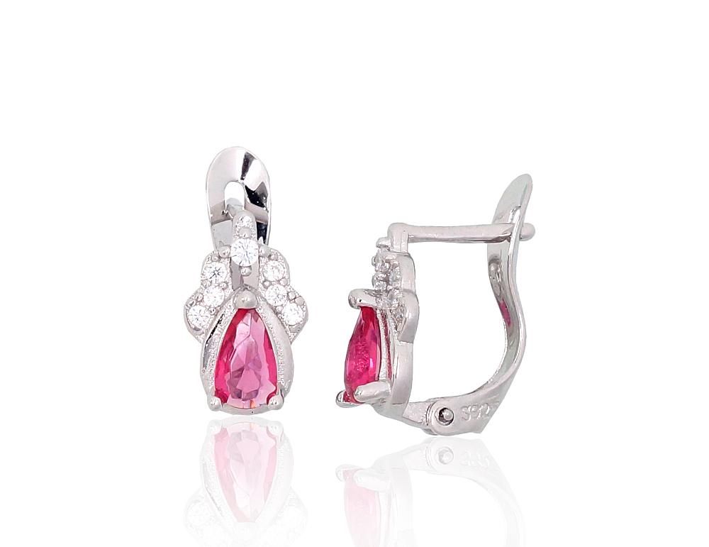 Silver earrings with 'english' lock A2201791PRhGrCZCZRO Silver 925° Rhodium Plating Zirkons  "English" lock