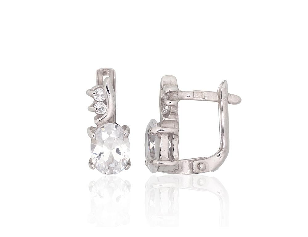 Mit englischem Verschluss Silberne Ohrringe mit dem englischen Verschluss A2203798PRhGrCZ Silber 925° Rhodium Beschichtung Zirkon