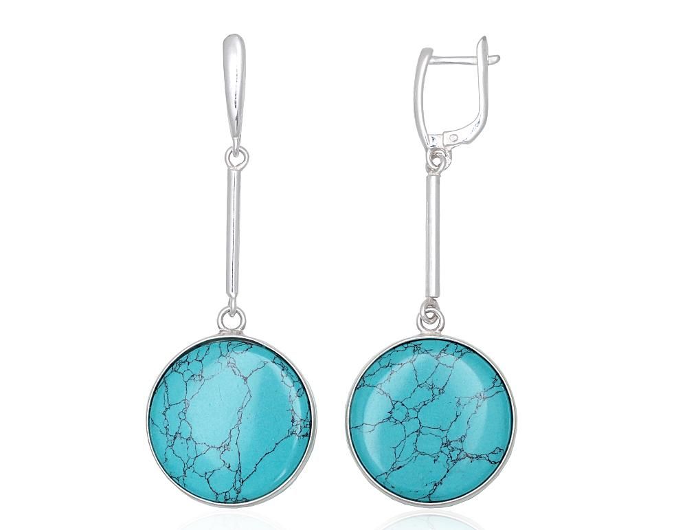 Silver earrings with 'english' lock A2203783TRX Silver 925° Turquoise Imitation  "English" lock
