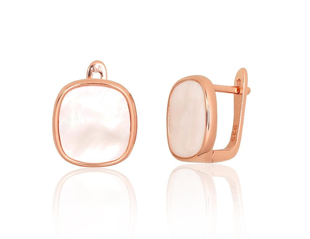 Silver earrings with 'english' lock A2204177PAuRPL Silver 925° red gold Plating Motherofpearl  "English" lock