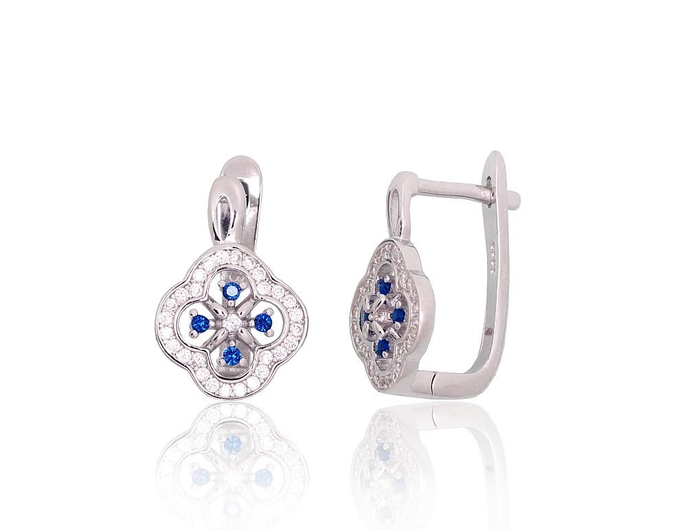 Silver earrings with 'english' lock A2204260PRhGrCZCZB Silver 925° Rhodium Plating Zirkons  "English" lock