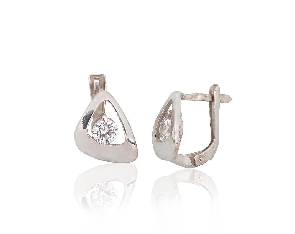 Silver earrings with 'english' lock A2203227PRhGrCZ Silver 925° Rhodium Plating Zirkons  "English" lock