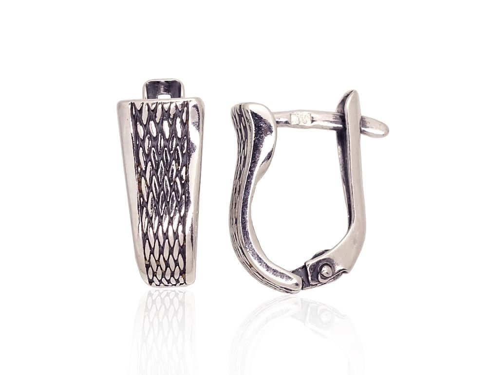 Silver earrings with 'english' lock A2203644POxBk Silver 925° oxide Plating "English" lock