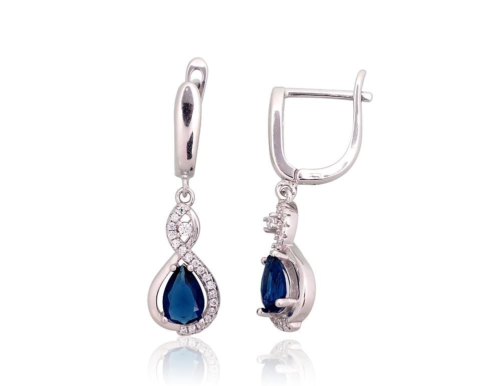Silver earrings with 'english' lock A2203754PRhGrCZCZB Silver 925° Rhodium Plating Zirkons  "English" lock