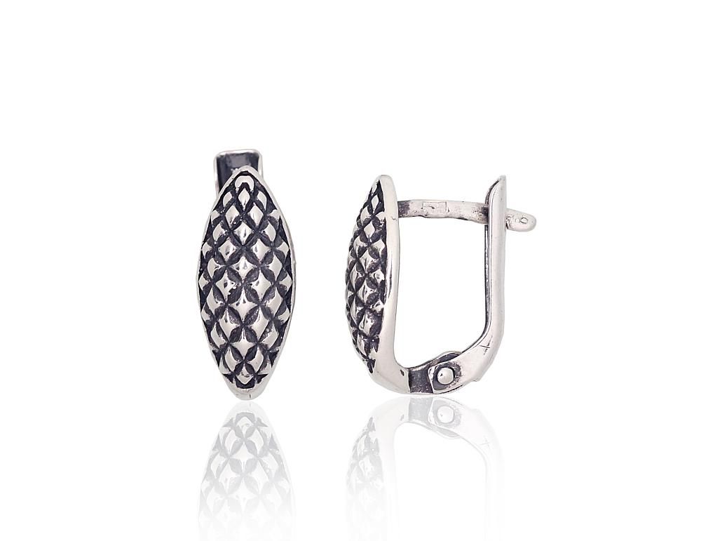 Silver earrings with 'english' lock A2203817POxBk Silver 925° oxide Plating "English" lock