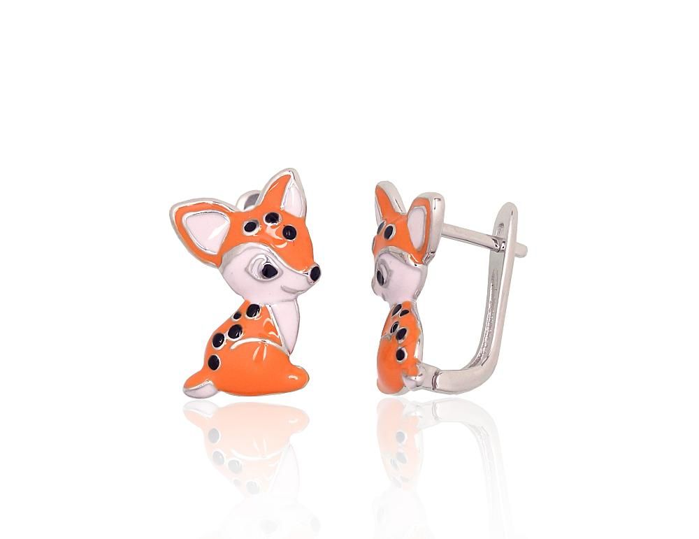 Silver earrings with 'english' lock A2204173PRhGrMLMIX Silver 925° Rhodium Plating Jewelery enamel  "English" lock