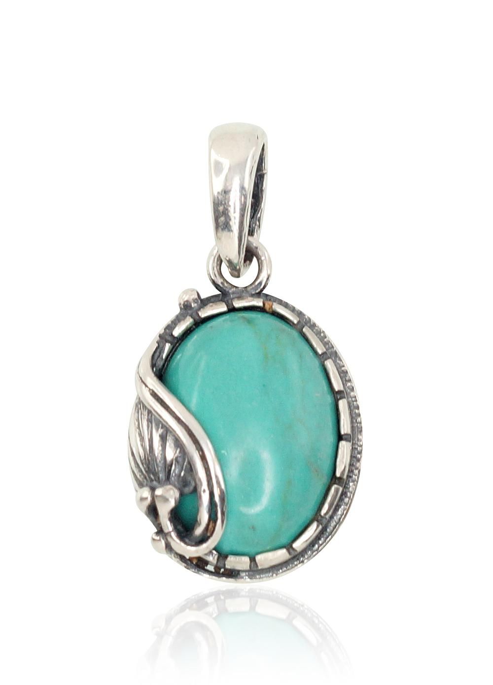 Silver pendant A2301307POxBkTRX Silver 925° oxide Plating Turquoise Imitation  Women