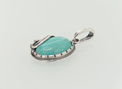 Silver pendant A2301307POxBkTRX Silver 925° oxide Plating Turquoise Imitation  Women