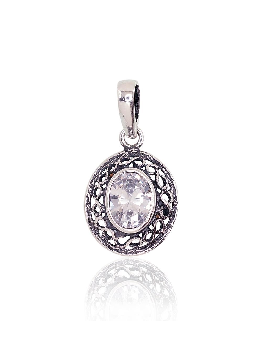 Silver pendant A2301524POxBkCZ Silver 925° oxide Plating Zirkons  Women