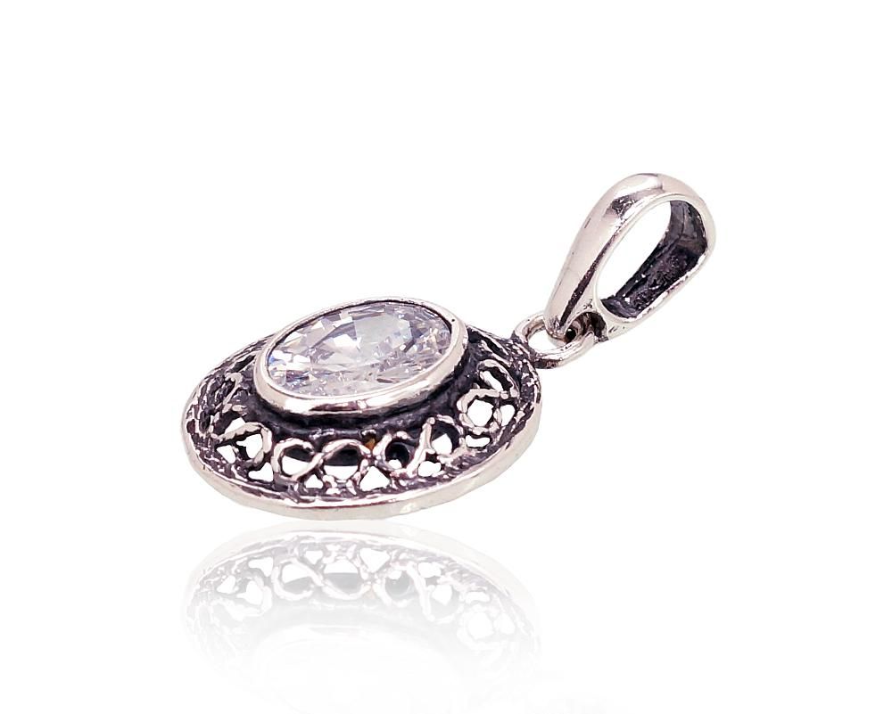 Silver pendant A2301524POxBkCZ Silver 925° oxide Plating Zirkons  Women