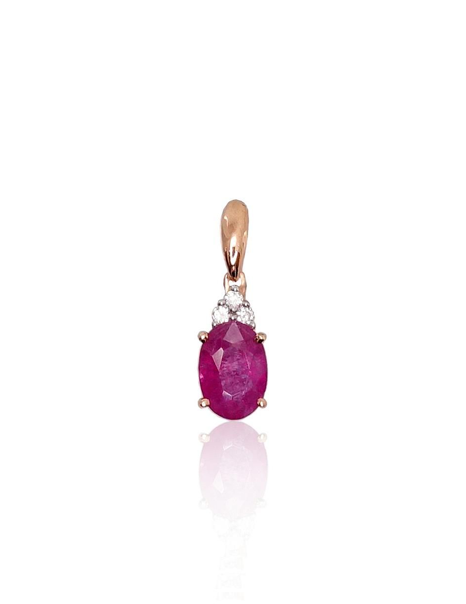 Gold pendant A1300177AuRPRhWDIRB Red Gold 585° Rhodium Plating  Diamonds  Ruby  With precious stones