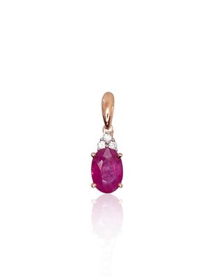 Gold pendant A1300177AuRPRhWDIRB Red Gold 585° Rhodium Plating  Diamonds  Ruby  With precious stones