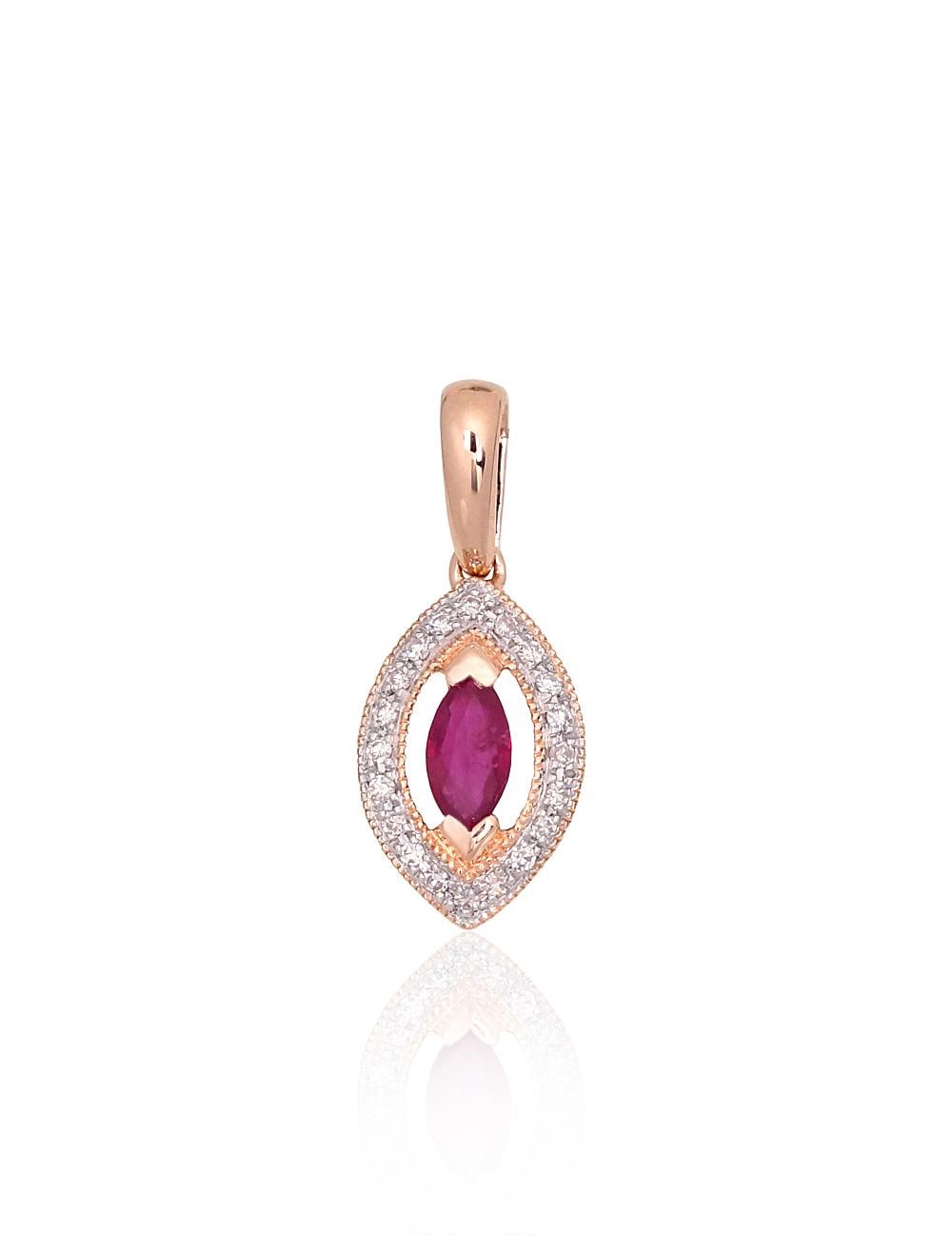 Gold pendant A1301074AuRPRhWDIRB Red Gold 585° Rhodium Plating  Diamonds  Ruby  With precious stones