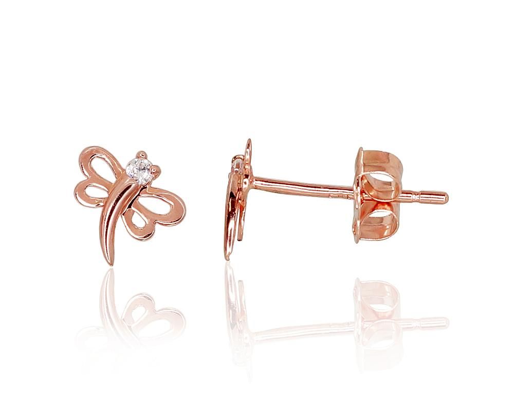 Gold classic studs earrings A1200232AuRCZ Red Gold 585° Zirkons  Classic Studs