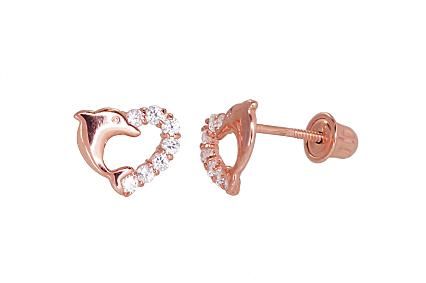 Gold screw studs earrings A1200498AuRCZ Red Gold 585° Zirkons  screw studs