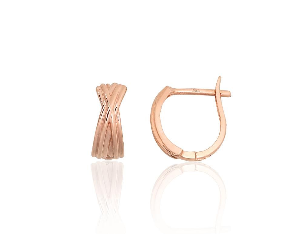 Gold earrings with 'english' lock A1201809AuR Red Gold 585° "English" lock