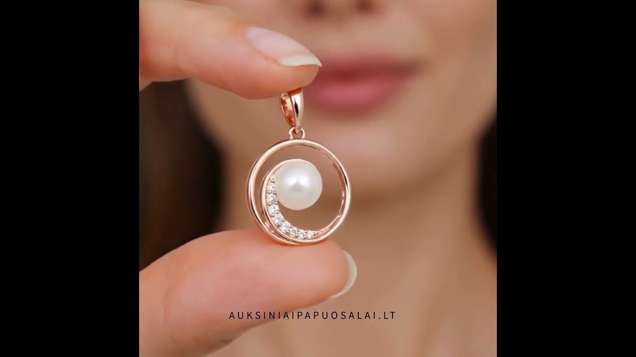 Gold pendant A1301165AuRCZPE Red Gold 585° Zirkons  Freshwater Pearl  Women