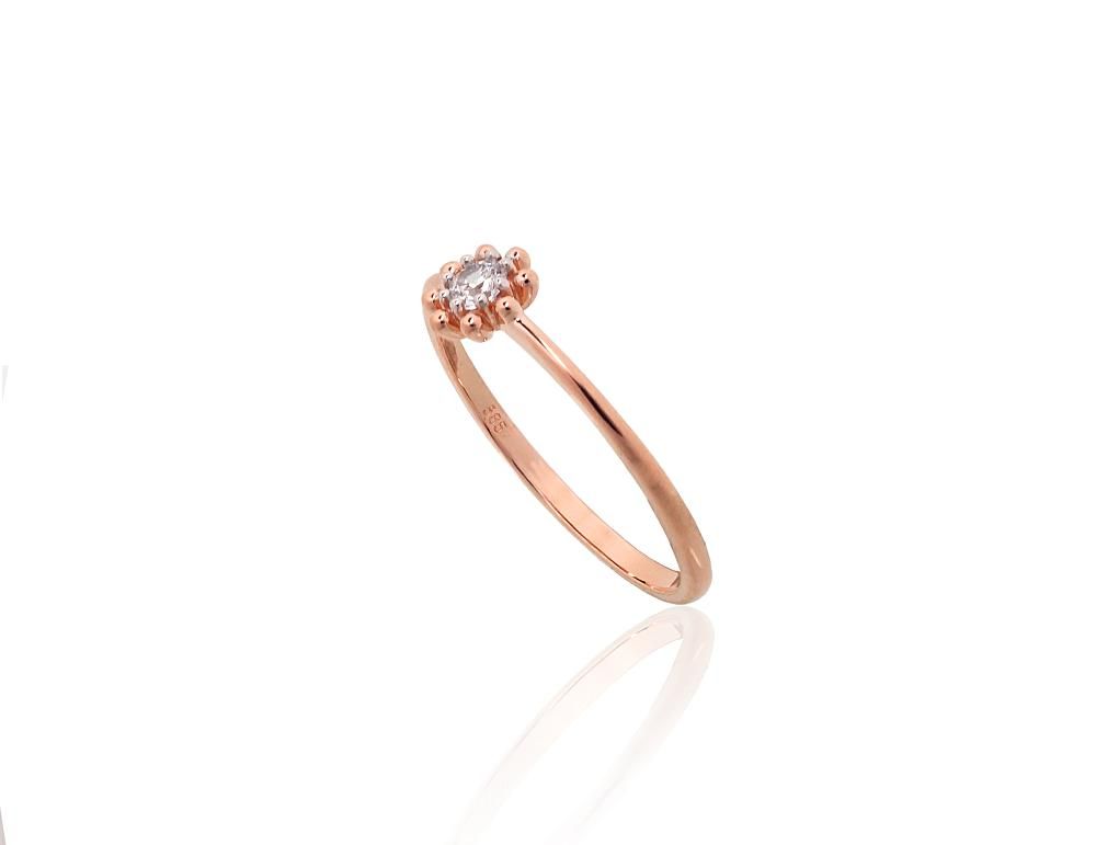 Gold ring A1101256AuRPRhWCZ Red Gold 585° Rhodium Plating  Zirkons  Women