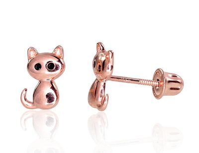 Gold screw studs earrings A1201233AuRCZBK Red Gold 585° Zirkons  screw studs