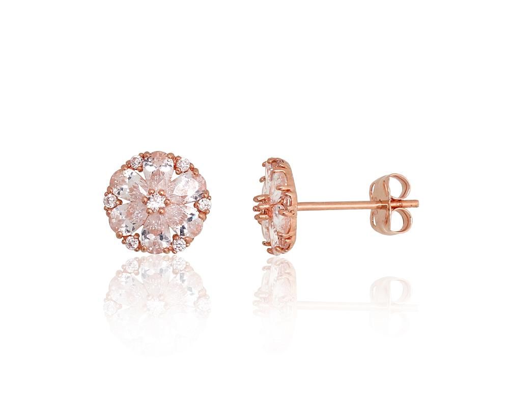 Gold classic studs earrings A1201799AuRCZ Red Gold 585° Zirkons  Classic Studs