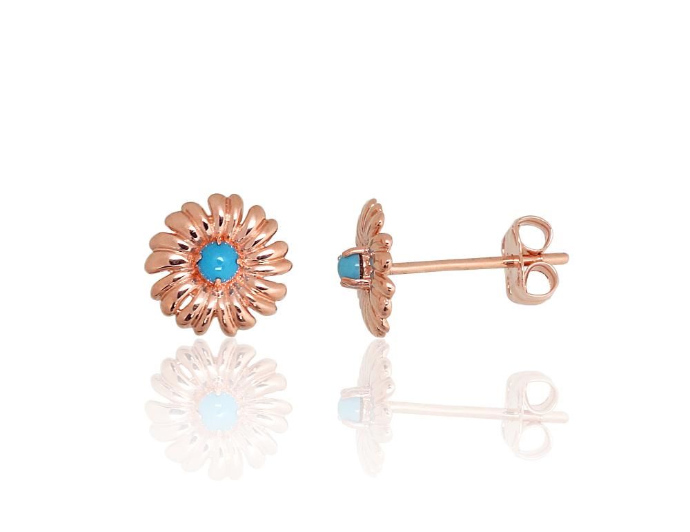 Gold classic studs earrings A1201801AuRTRX Red Gold 585° Turquoise Imitation  Classic Studs
