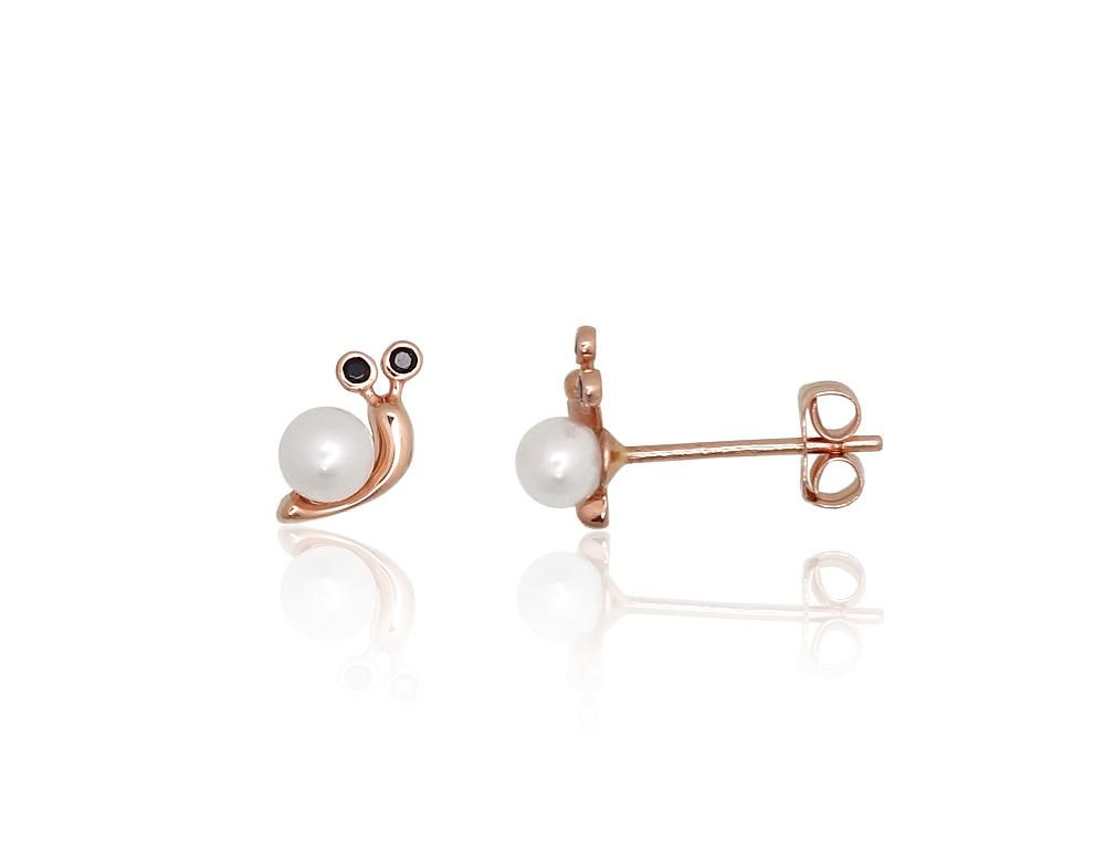 Gold classic studs earrings A1201803AuRCZBKPE Red Gold 585° Zirkons  Freshwater Pearl  Classic Studs