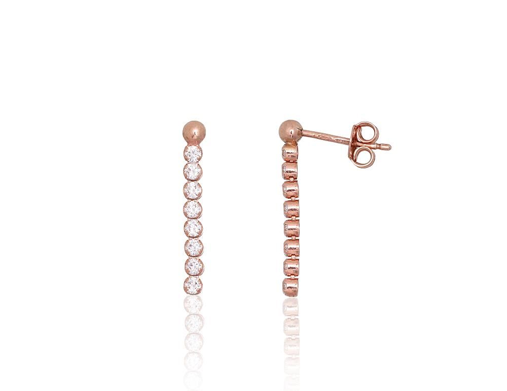 Silver stud earrings A2204282PAuRCZ Silver 925° red gold Plating Zirkons  stud