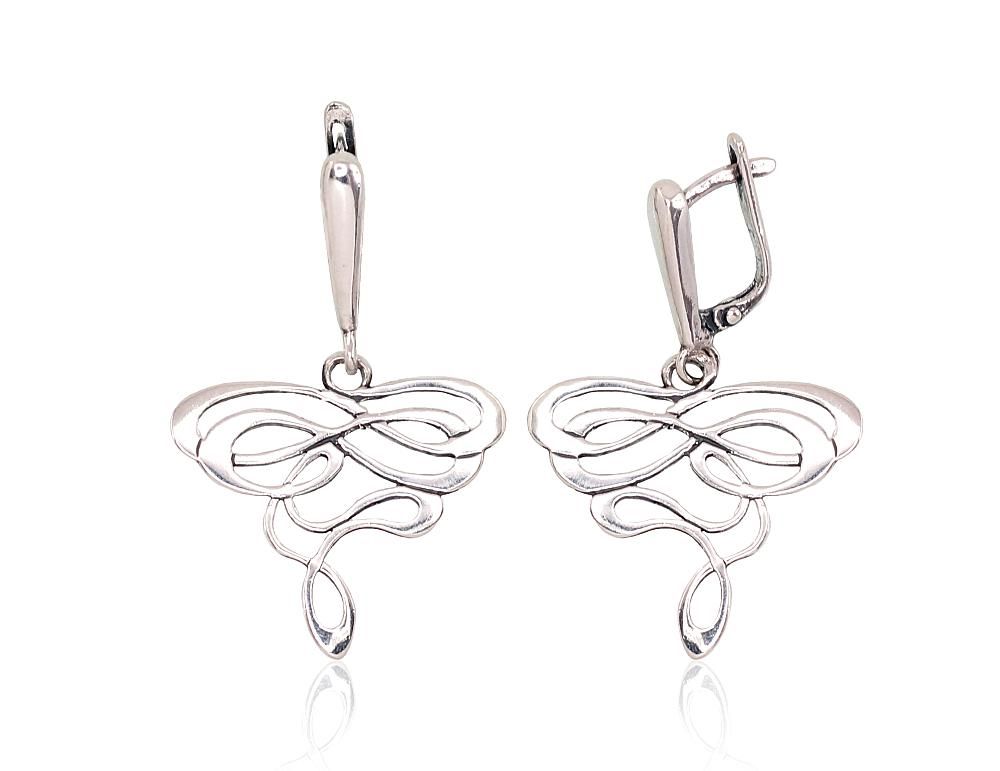 Silver earrings with 'english' lock A2203182POxBk Silver 925° oxide Plating "English" lock