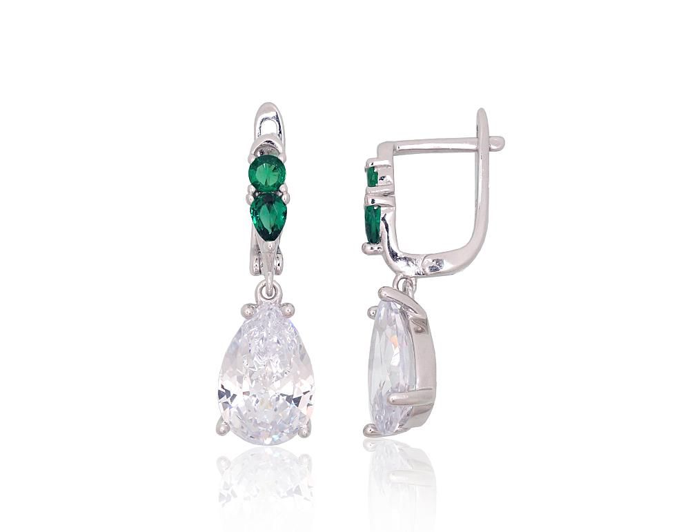 Silver earrings with 'english' lock A2204246PRhGrCZCZG Silver 925° Rhodium Plating Zirkons  "English" lock