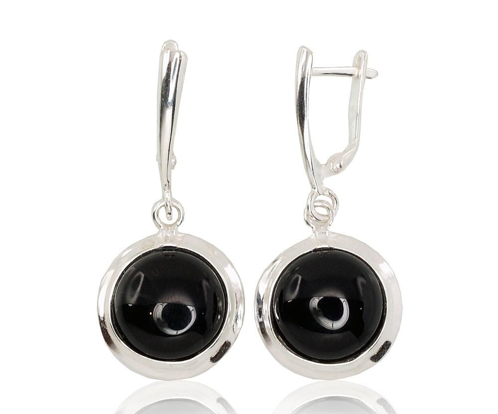 Silver earrings with 'english' lock A2202164ON2 Silver 925° Onix  "English" lock
