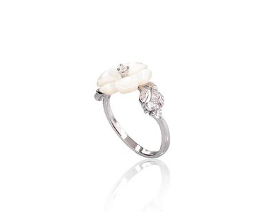 Für Frauen Silberring A2102006PRhGrCZPLW Silber 925° Rhodium Beschichtung Zirkon Perlmutter