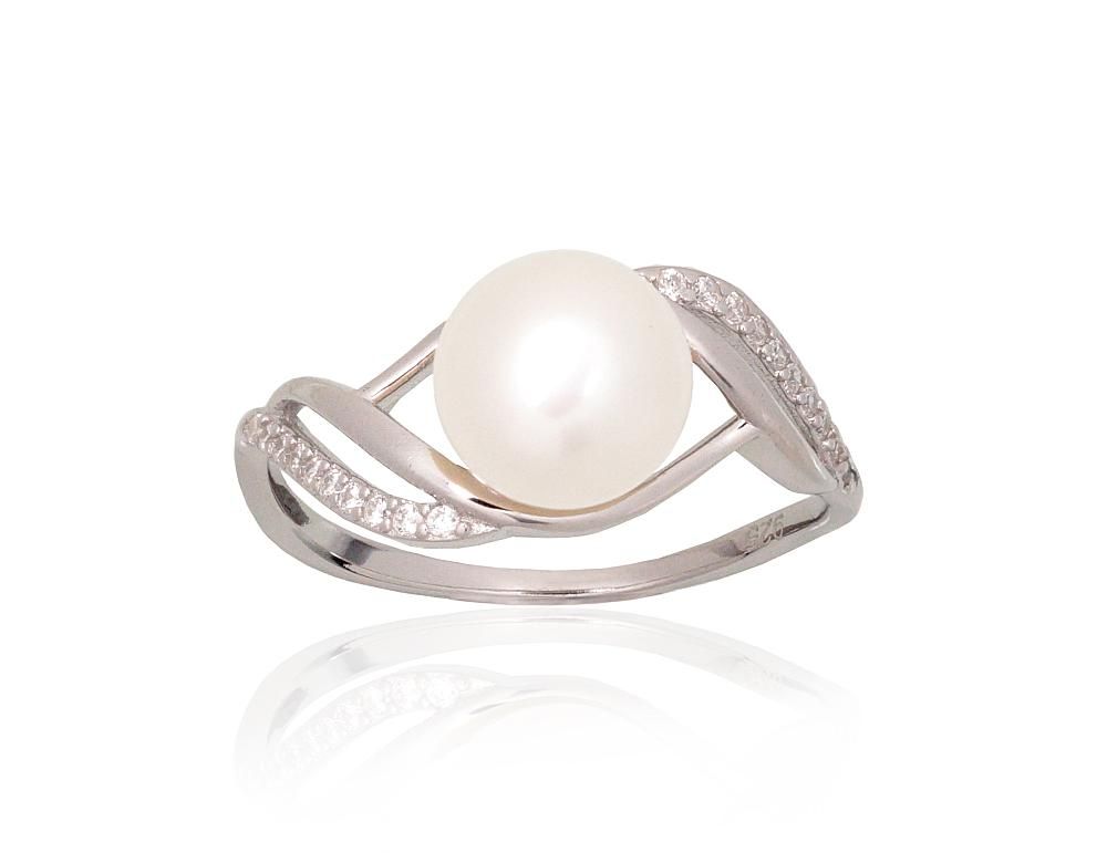 Silver ring A2102015PRhGrCZPE Silver 925° Rhodium Plating Zirkons  Freshwater Pearl  Women