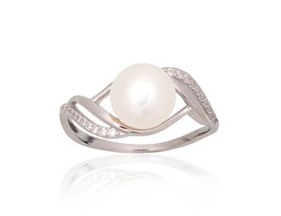 Silver ring A2102015PRhGrCZPE Silver 925° Rhodium Plating Zirkons  Freshwater Pearl  Women