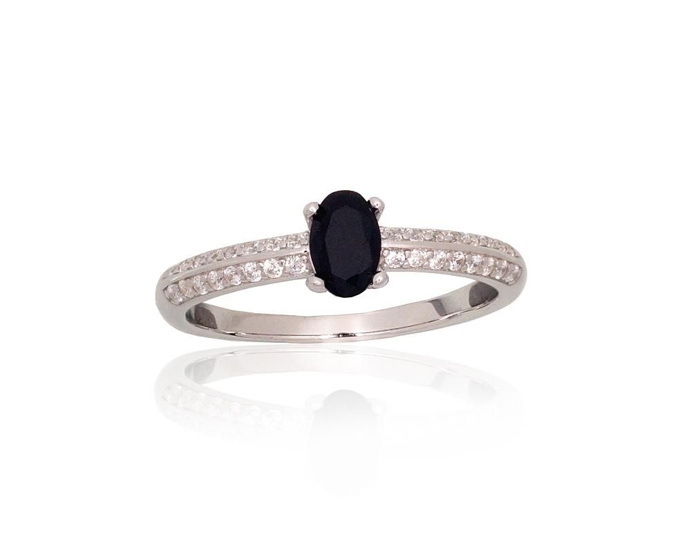 Silver ring A2102014PRhGrCZCZBK Silver 925° Rhodium Plating Zirkons  Women