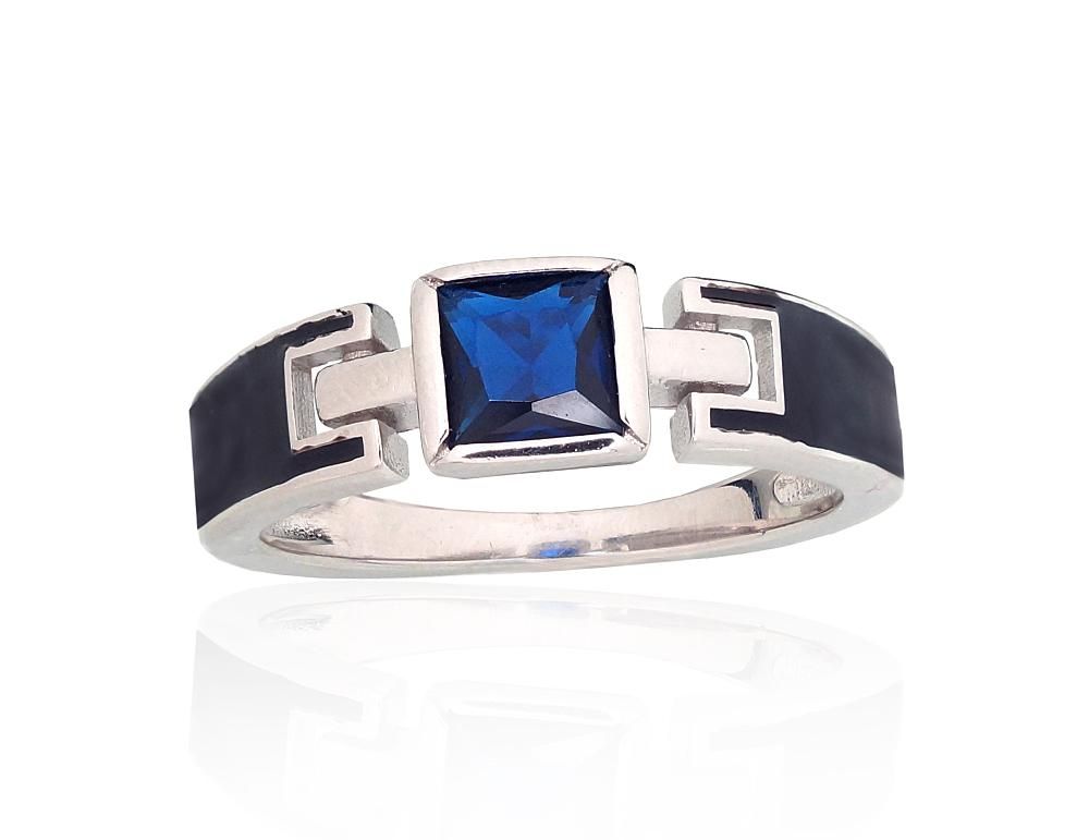 Silver ring A2101944PRhGrCZBMLBK Silver 925° Rhodium Plating Zirkons  Jewelery enamel  Women