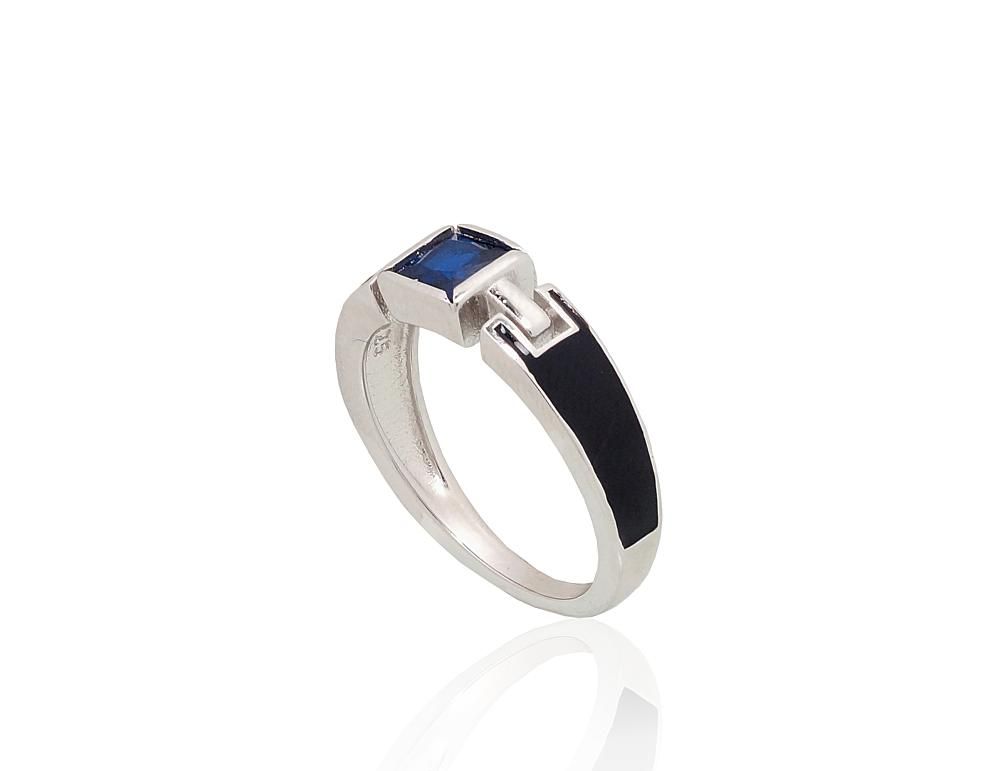 Silver ring A2101944PRhGrCZBMLBK Silver 925° Rhodium Plating Zirkons  Jewelery enamel  Women