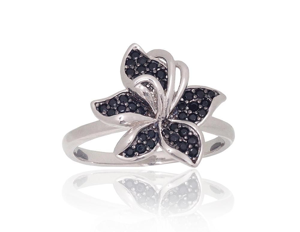 Silver ring A2101986PRhGrPRhBkCZBK Silver 925° Rhodium Plating Zirkons  Women