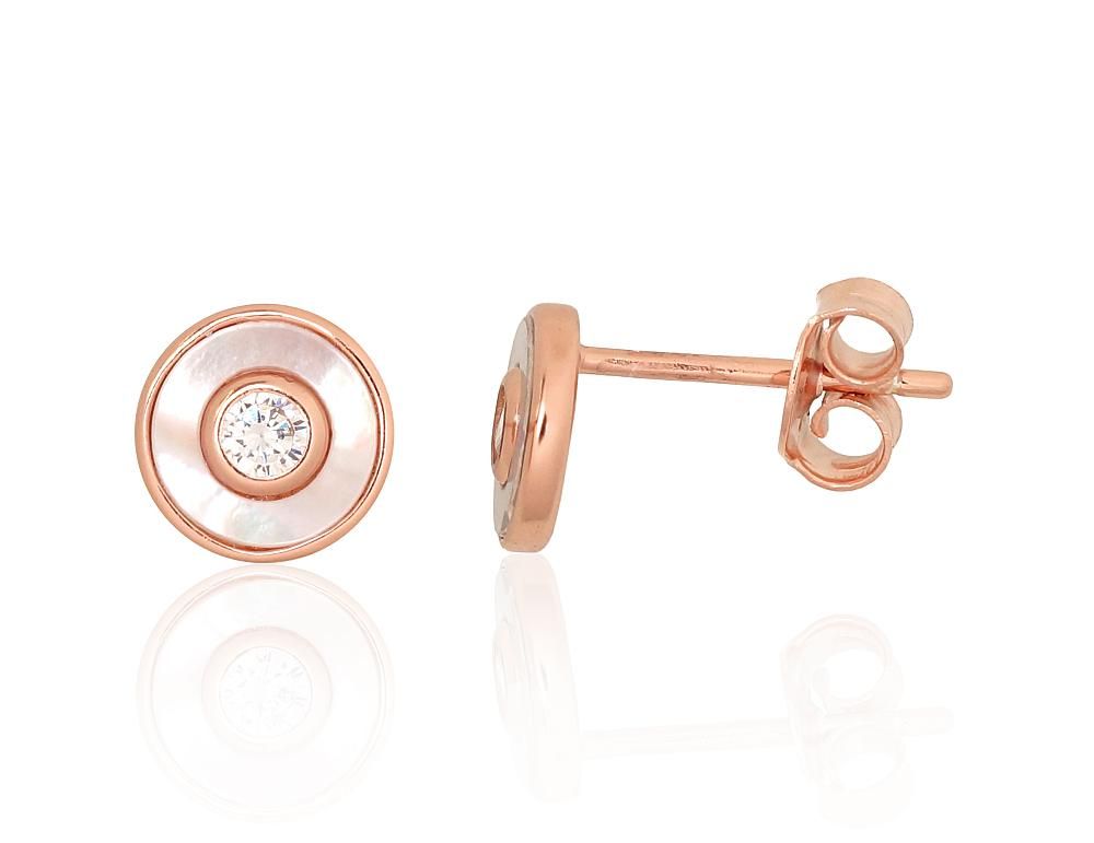 Silver stud earrings A2204163PAuRCZPL Silver 925° red gold Plating Zirkons  Motherofpearl  stud