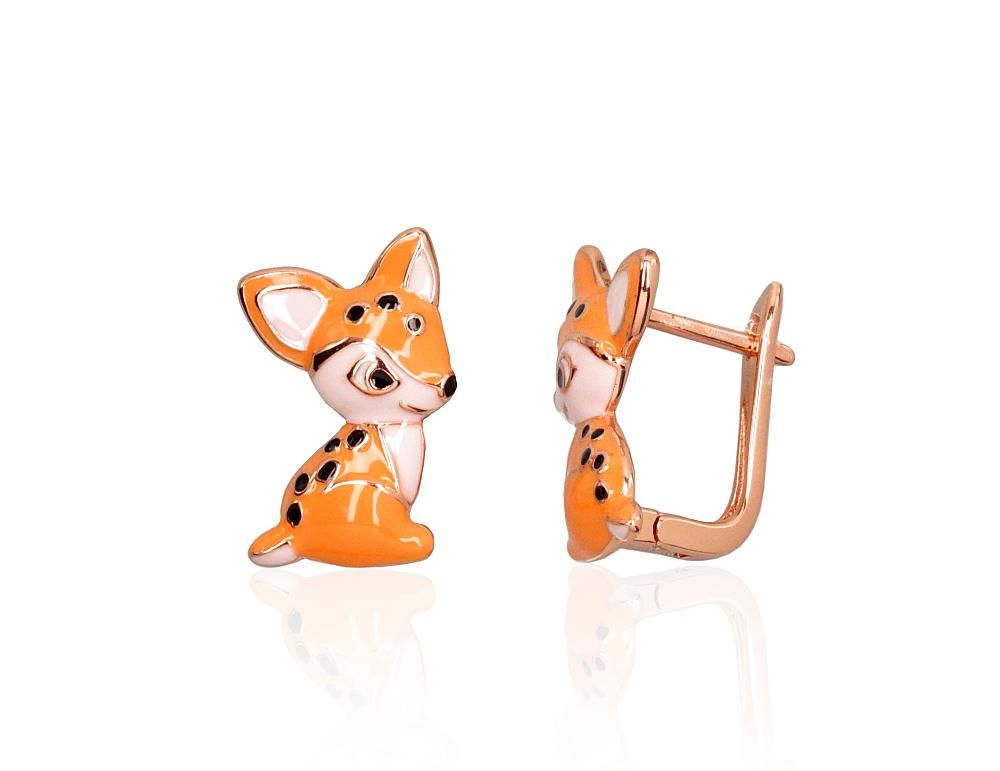 Silver earrings with 'english' lock A2204173PAuRMLMIX Silver 925° red gold Plating Jewelery enamel  "English" lock