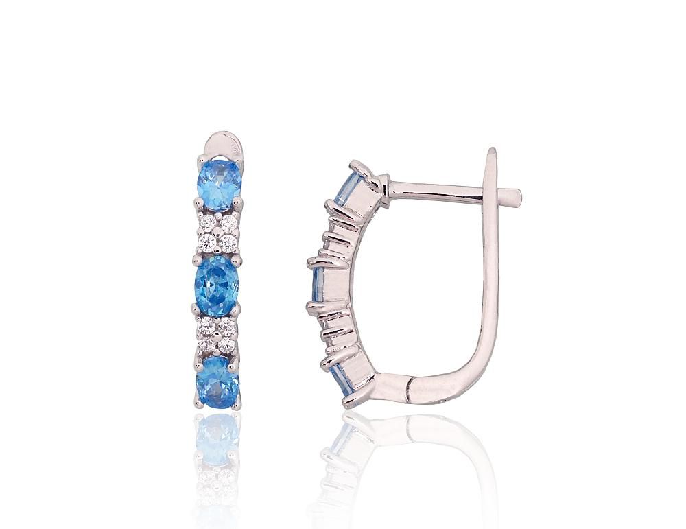 Silver earrings with 'english' lock A2204214PRhGrCZCZLB Silver 925° Rhodium Plating Zirkons  "English" lock