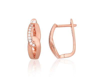 Silver earrings with 'english' lock A2204229PAuRCZ Silver 925° red gold Plating Zirkons  "English" lock