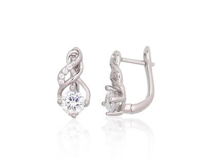 Silver earrings with 'english' lock A2204236PRhGrCZ Silver 925° Rhodium Plating Zirkons "English" lock Silver earrings with 'english' lock A2204236PRhGrCZ Silver 925° Rhodium Plating Zirkons "English" lock