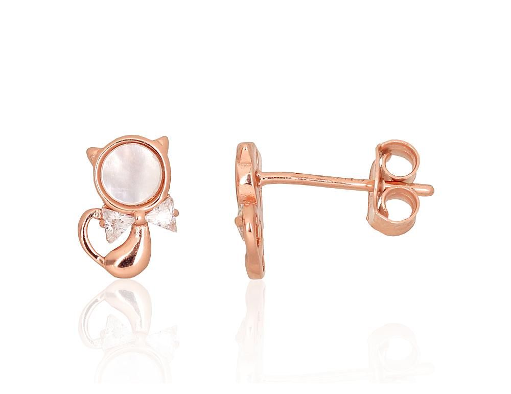 Silver stud earrings A2204158PAuRCZPL Silver 925° red gold Plating Zirkons  Motherofpearl  stud