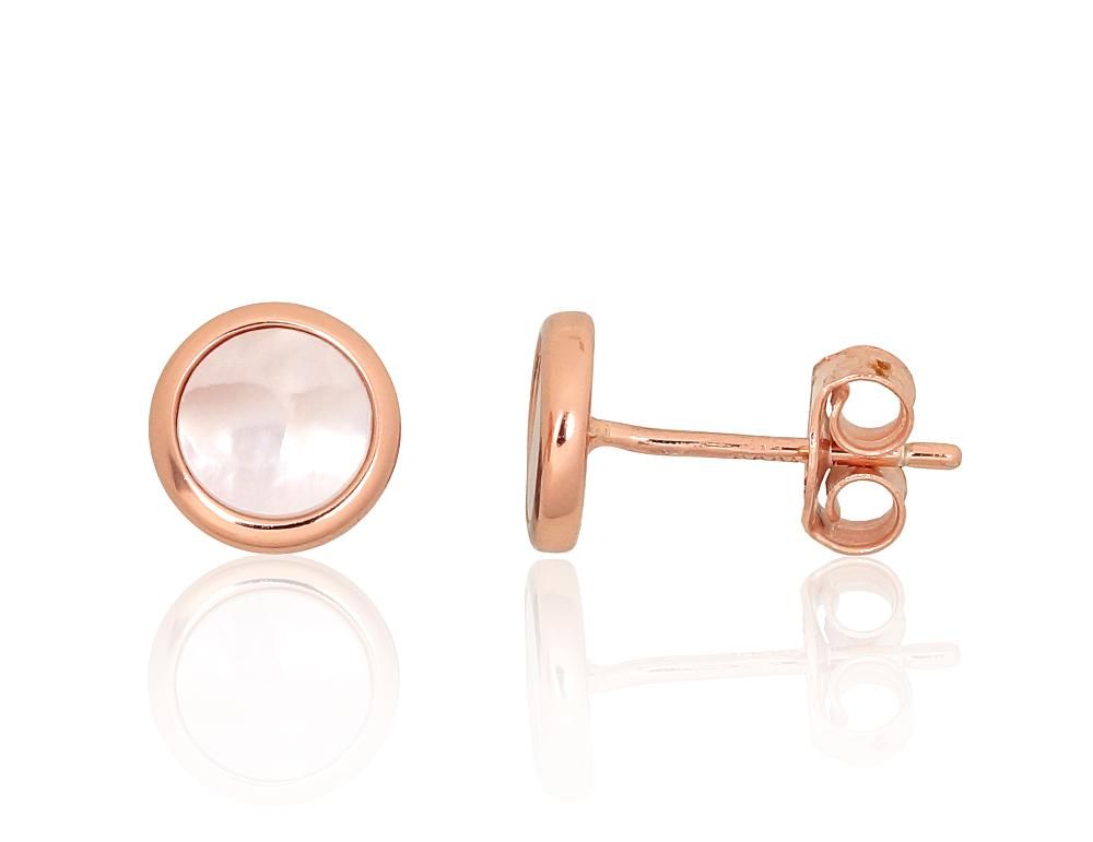 Silver stud earrings A2204160PAuRPL Silver 925° red gold Plating Motherofpearl  stud