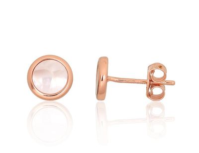 Silver stud earrings A2204160PAuRPL Silver 925° red gold Plating Motherofpearl  stud