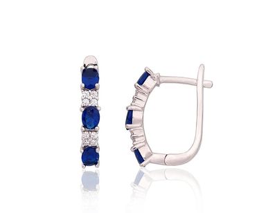 Silver earrings with 'english' lock A2204214PRhGrCZCZB Silver 925° Rhodium Plating Zirkons  "English" lock