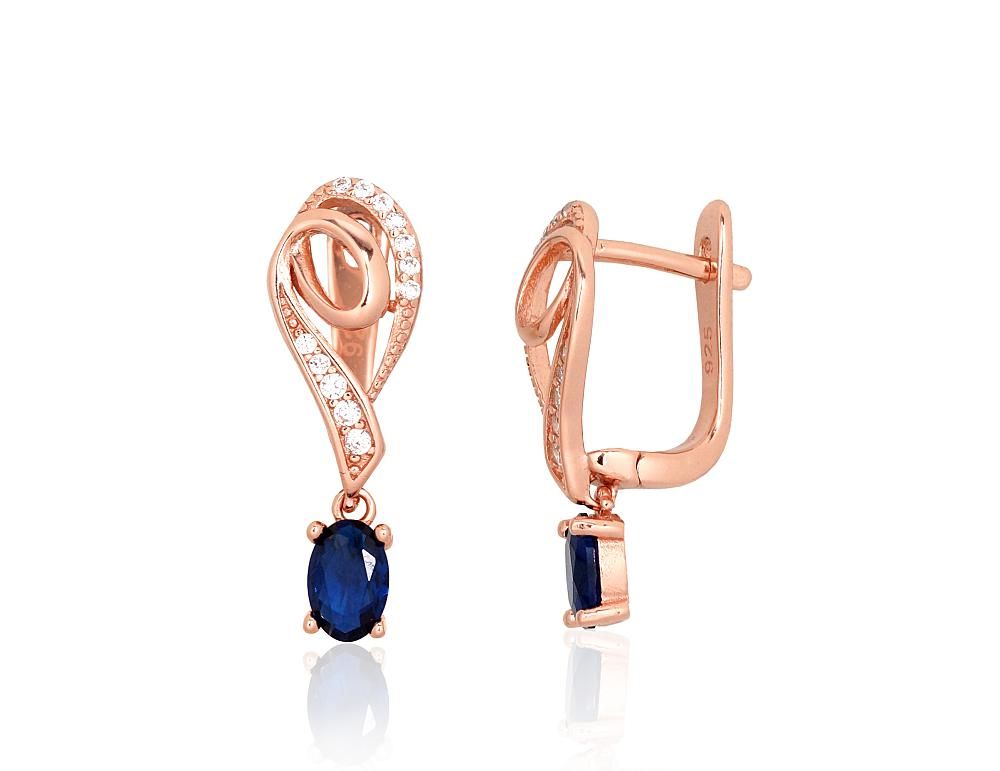 Silver earrings with 'english' lock A2204240PAuRCZCZB Silver 925° red gold Plating Zirkons  "English" lock