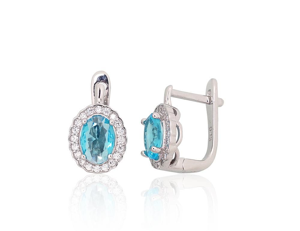Silver earrings with 'english' lock A2204244PRhGrCZCZAQ Silver 925° Rhodium Plating Zirkons  "English" lock