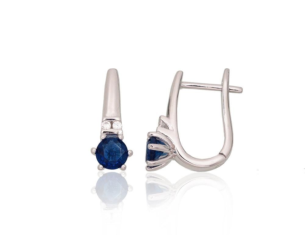 Silver earrings with 'english' lock A2204328PRhGrCZCZB Silver 925° Rhodium Plating Zirkons  "English" lock