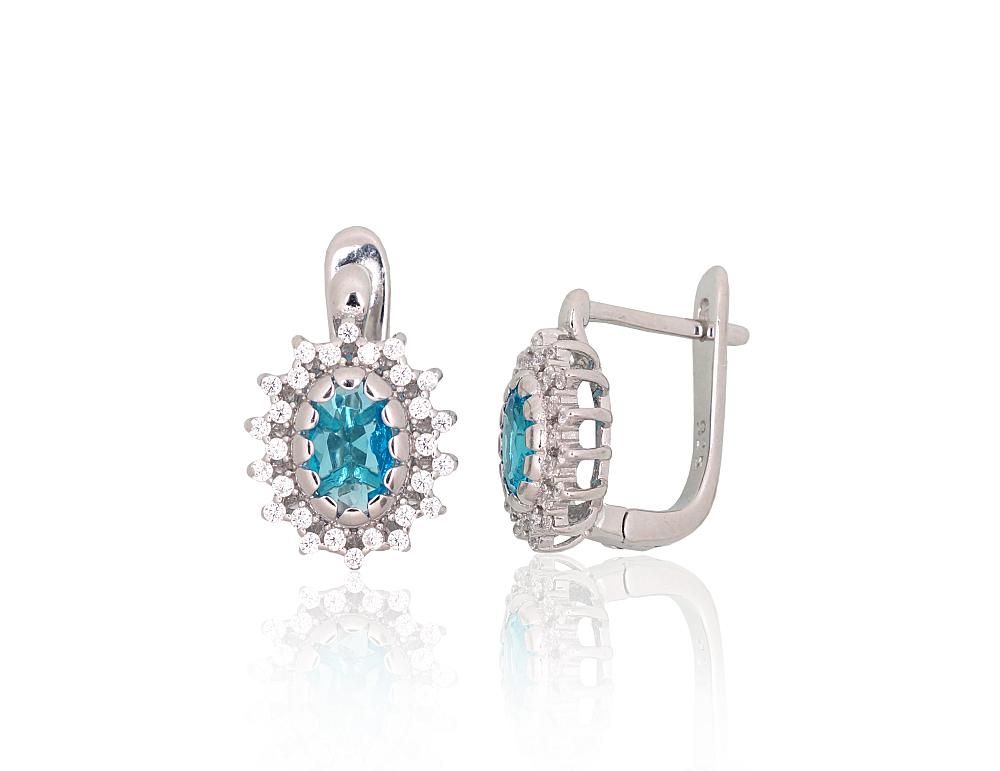 Silver earrings with 'english' lock A2204250PRhGrCZCZAQ Silver 925° Rhodium Plating Zirkons  "English" lock